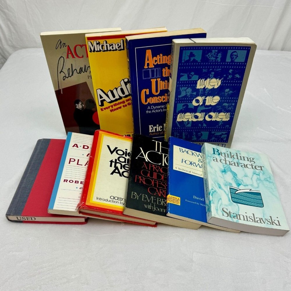 Lot of 10 Vintage Acting Books Stanislavski, Hagen, Lewis, Hardcover & Paperback